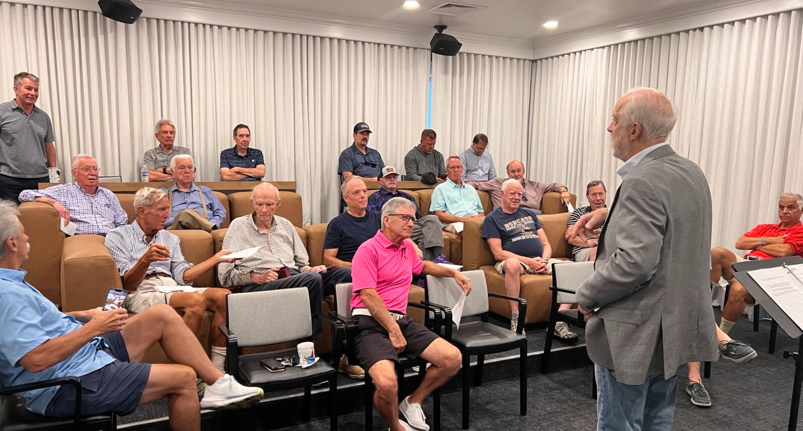 Bill speaks at a Thursday Morning Men's Group