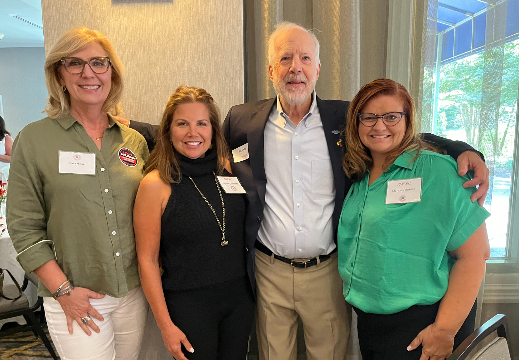 WCS School Board members Tonja Hibma, Donna Clements and Margie Johnson with Bill at the Republican Women of Williamson County luncheon.